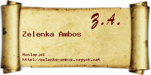 Zelenka Ambos névjegykártya